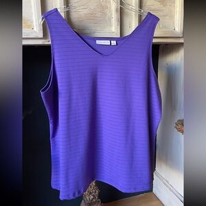 SUSAN GRAVER QVC Women’s Raised Textural Stripe Purple Tank Top Sz 1X